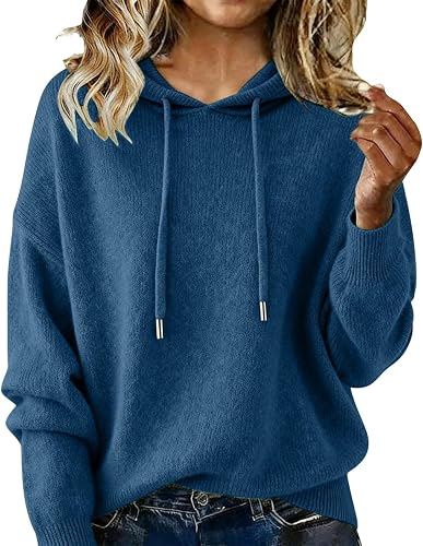 Casual Sweaters for Women Long Sleeve Knits Hoodie Cozy Lightweight Pullover Mer