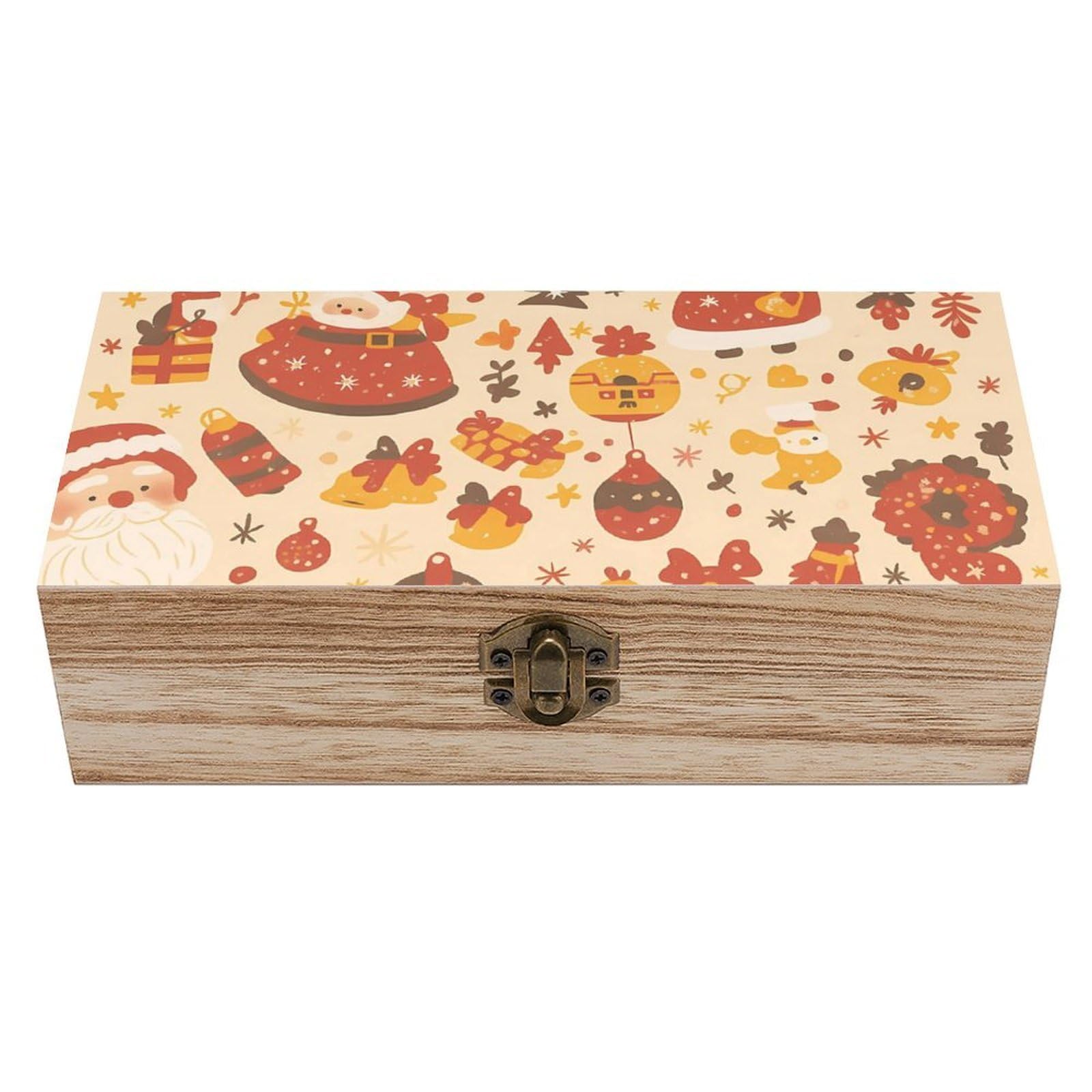 HLBSDM Funny Christmas Snowman & Santa Claus Retro Wooden Storage Box Jewelry Art Gift Boxs Decorative Keepsake Boxes