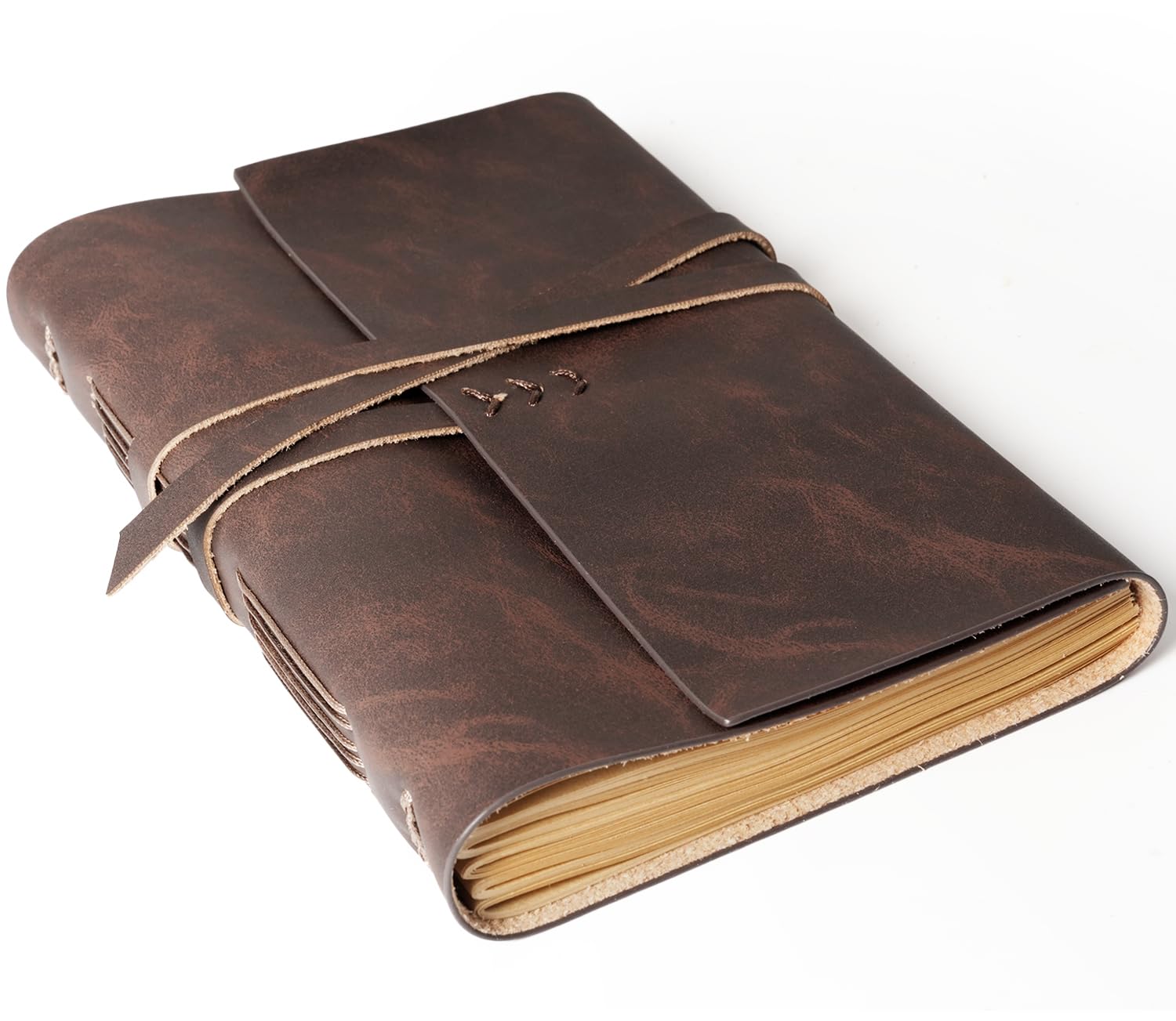 MAYBELL Leather Journal Notebook for Writing, Genuine Leather Bound Journal for Men Women, 240 Lined Pages Leather Notebook for Home Office Traveling Gift (Drak Brown, 6" x 8")