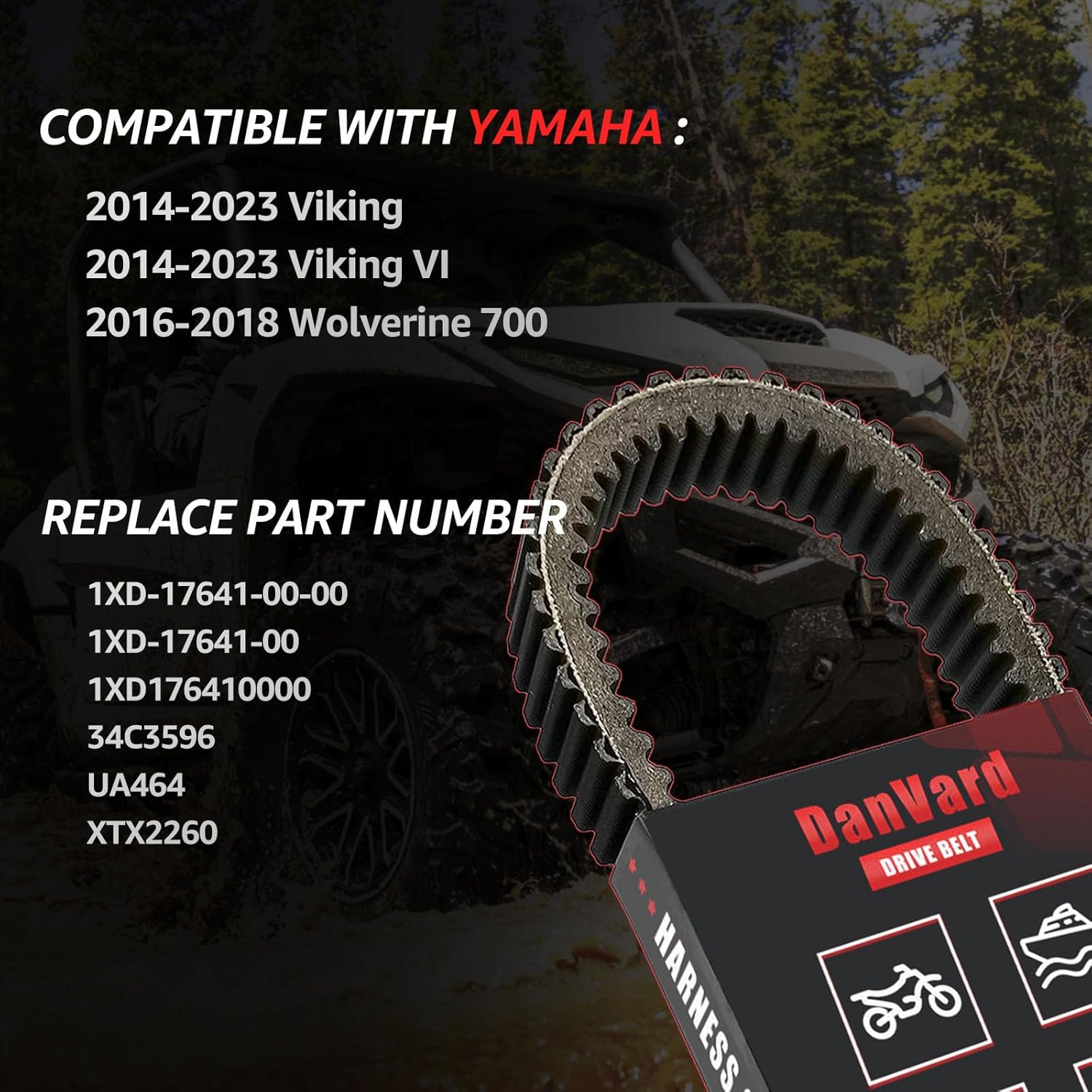 Drive Belt Replacement for Yamaha Viking/VI 2014-2025 YXM YXC Wolverine 700 2016-2018 All Models | Replace 1XD-17641-00-00 34C3596