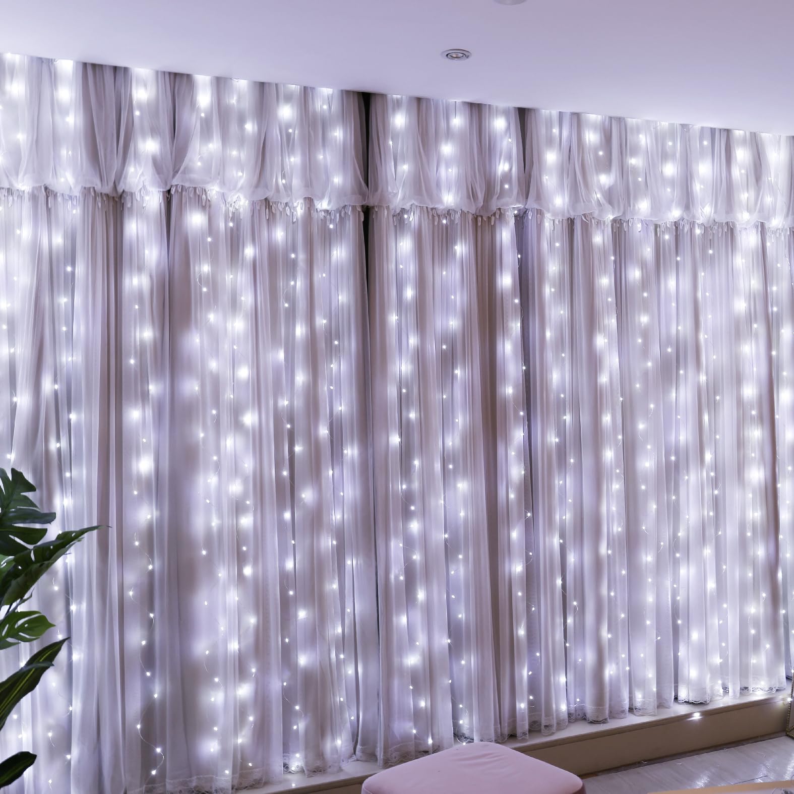 OUTAD LED Curtain Lights, 3 * 3M Curtain of String Lights with Remote 0019