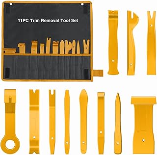 11PCS Auto Trim Removal Tool Kit No-Scratch Tool Kit for Car Audio Dash Window Molding Fastener Remover Tool Kit-Yellow