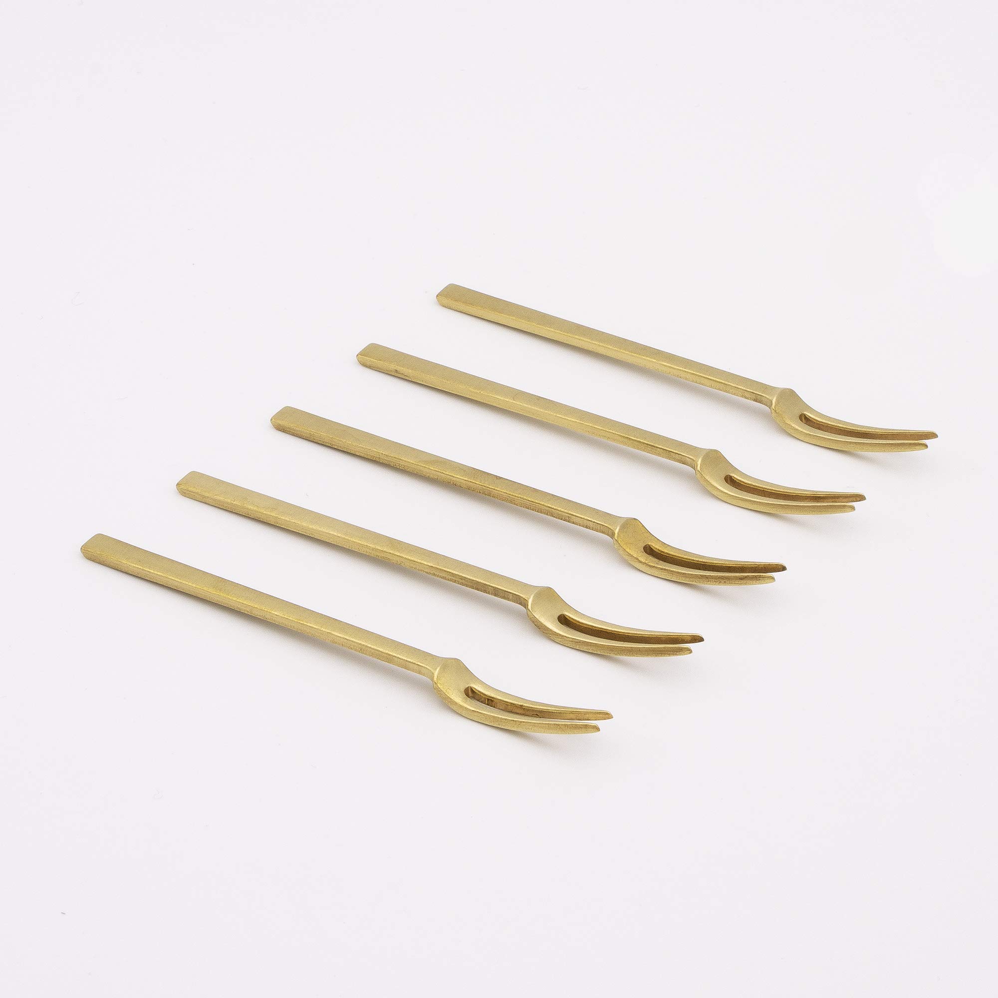 Fourches cocktail miniatures en laiton fait main | Cadeau idéal pour amateurs d'apéritif set de 5
