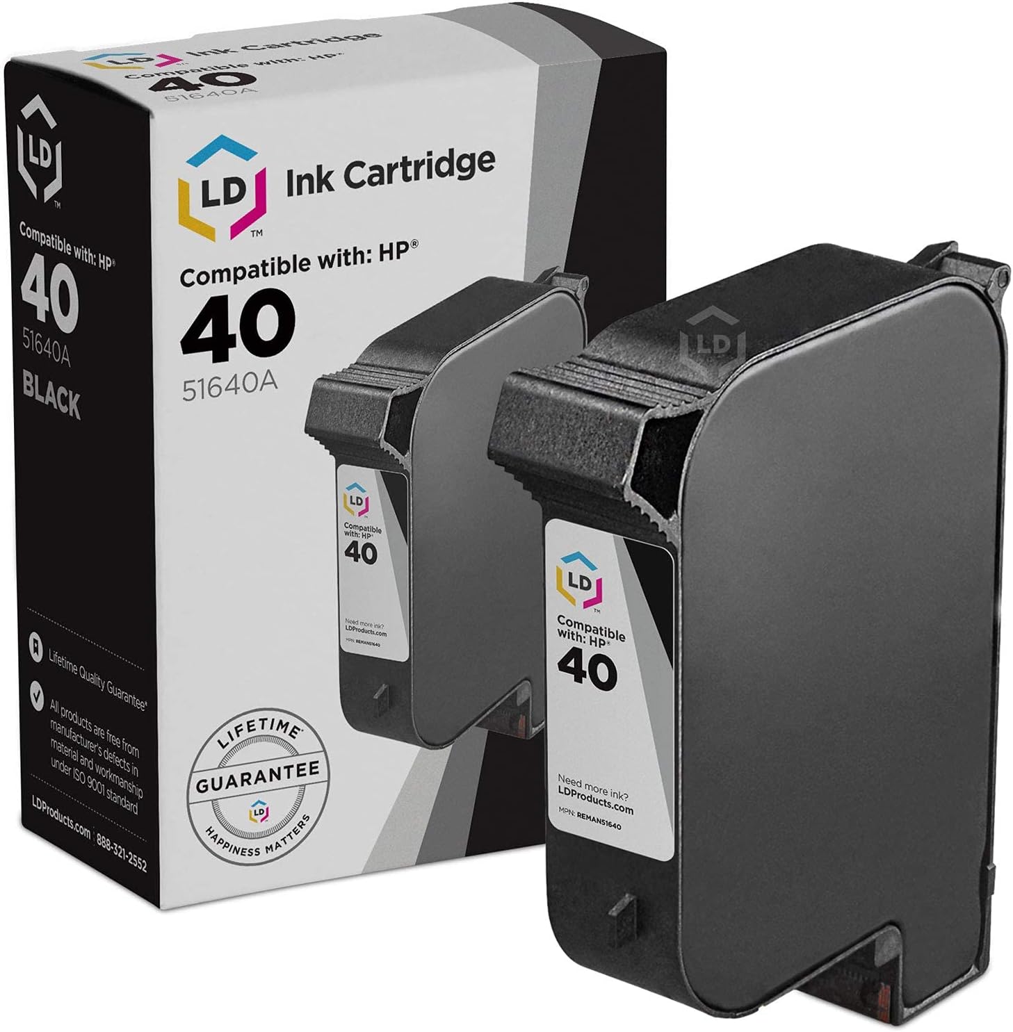 LD Products Remanufactured Ink Cartridge for HP 40 51640A (Black Single) Compatible with CopyJet DesignJet 250 330 350c 430 450c 455ca 488ca 650c 230 DeskJet 1200c 1200c-ps