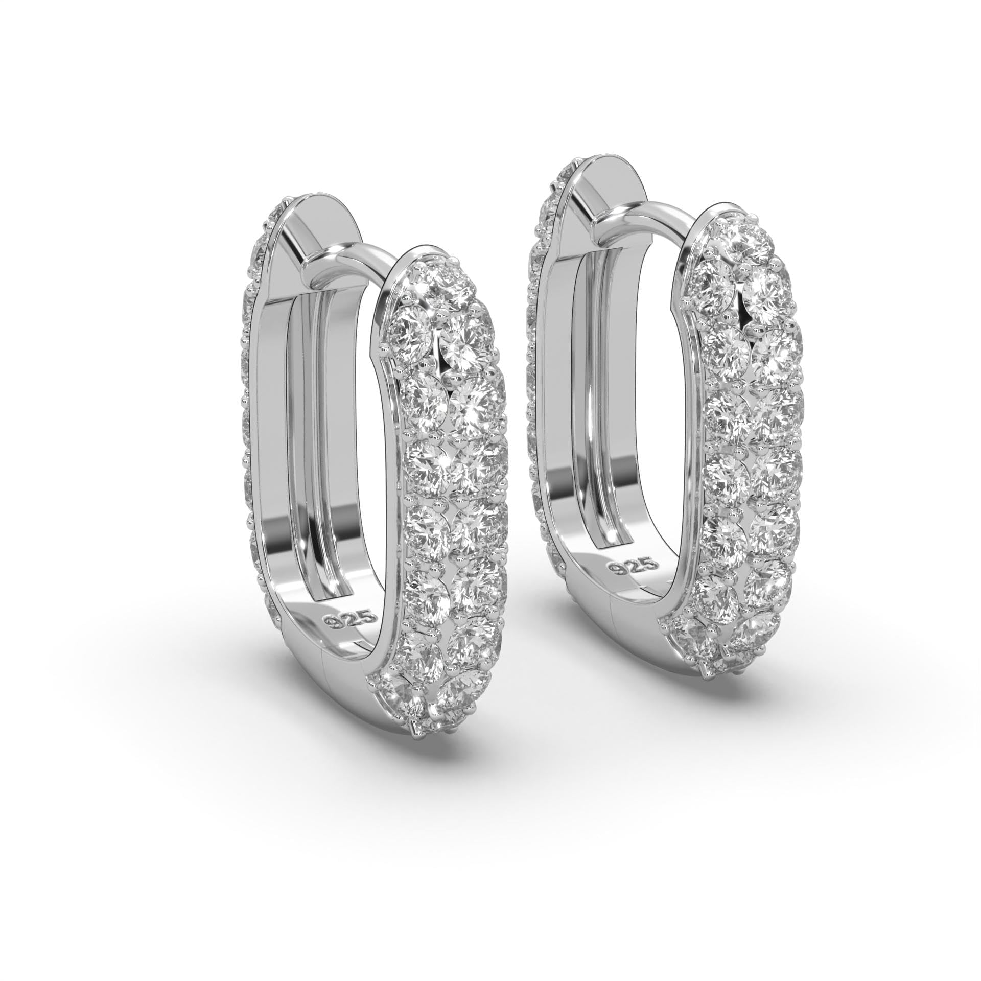 Ohrringe Creolen Damen Silber 925, Frauen Kreolen klein breit mit Zirkonia | mit Steinen, Silberohrringe Hoops Huggies u-förmig oval rechteckig, Schmuck-Geschenk für Frauen Freundin