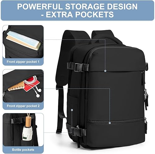 Miniatura 9 de Mochila de viaje simple y duradera con compartimento para zapatos, bolsa de viaje para artículos personales, aprobada para vuelo, resistente al