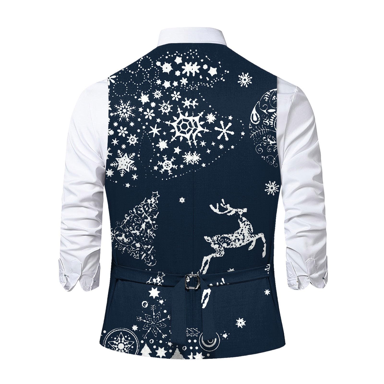 Mens Christmas Suit Vest Christmas Waistcoat Mens Fun Waistcoat Fun Xmas Festive Happy Xmas Waistcoats V Neck Sleeveless Slim Fit Party Costumes Party Dress Up Vest Suit - Image 2