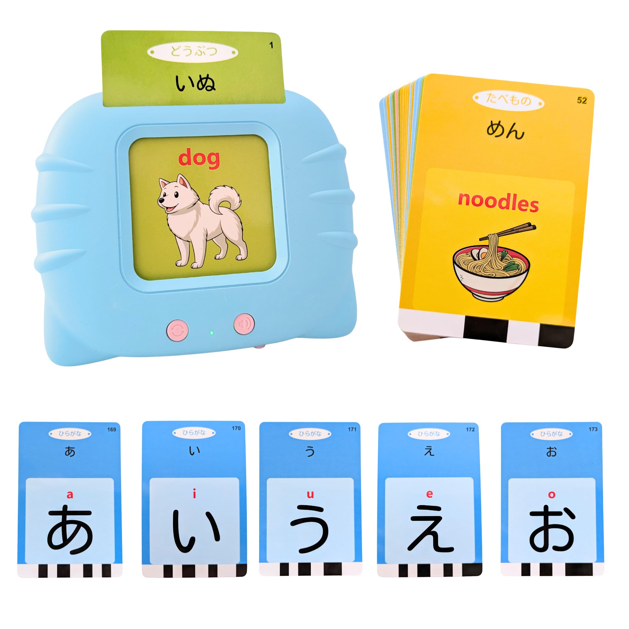 Japanese Talking Flashcards, Hiragana Alphabet, Animals, Numbers, Colors, Shapes, Foods, Family, Nature, and More. Fun Educational Toy for All Ages,