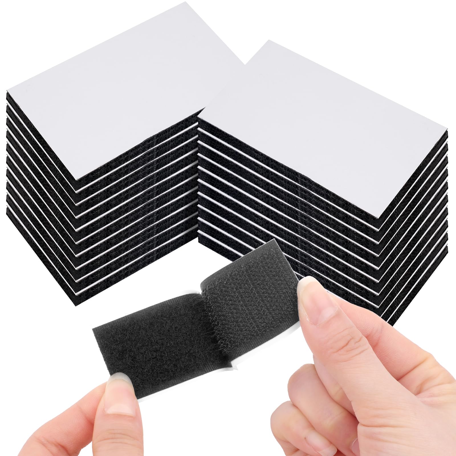 Klettband Selbstklebend Extra Stark 20 Stück, 30mm×50mm Doppelseitig Klettverschluss Selbstklebend, Schwarz Breit Selbstklebendes Klebepad zum Nähen, DIY-Projekte, Bürobedarf