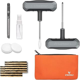 ETENWOLF Flat Tire Repair Kit with Plugs 16 Pcs, Heavy Duty Tire Plug Kit for Car, Motorcycle, ATV, Jeep, Truck, Tractor (Grey)