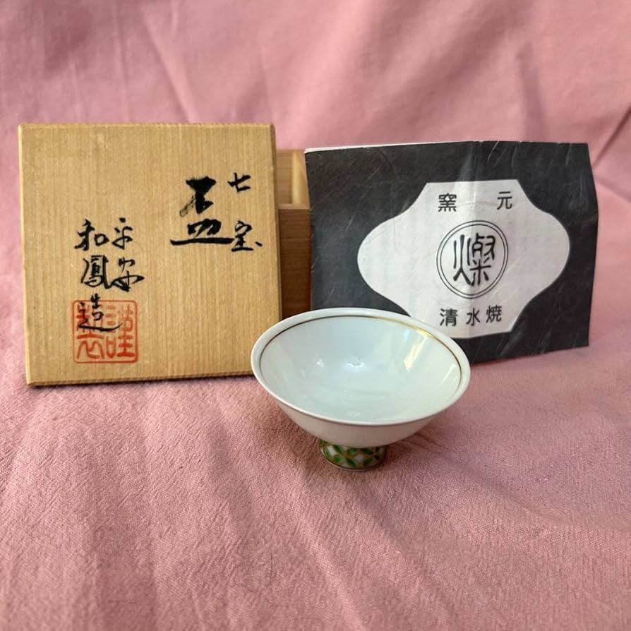 道八 ぐい呑み おちょこ 煎茶 酒器 茶器 道八銘 染付 網目文