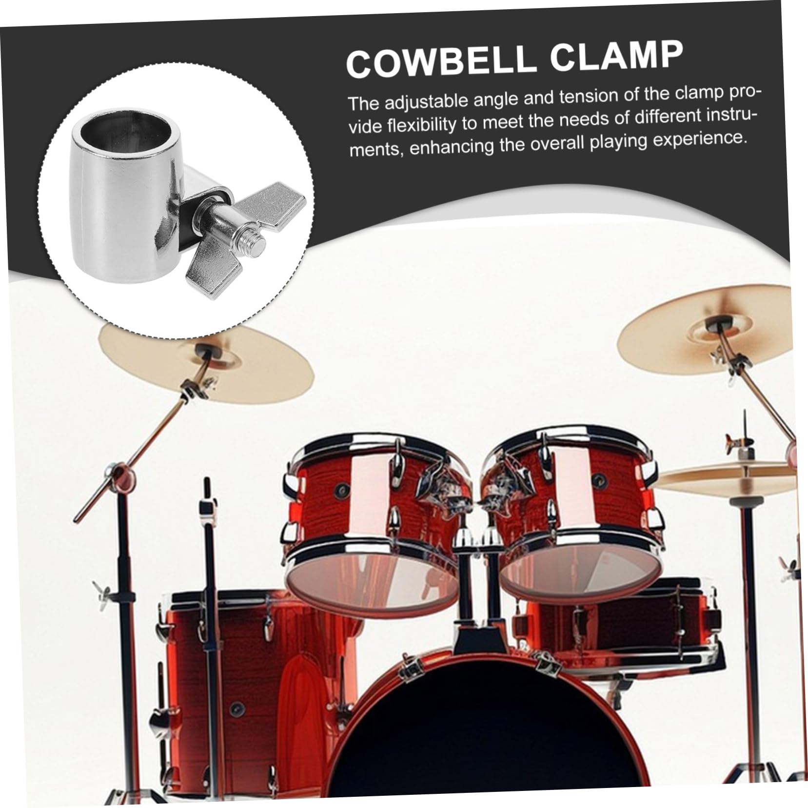 Wakauto Drum Multi Clamp Zinc Alloy Cowbell Mount Holder Bass Drum Cowbell Mount Bracket