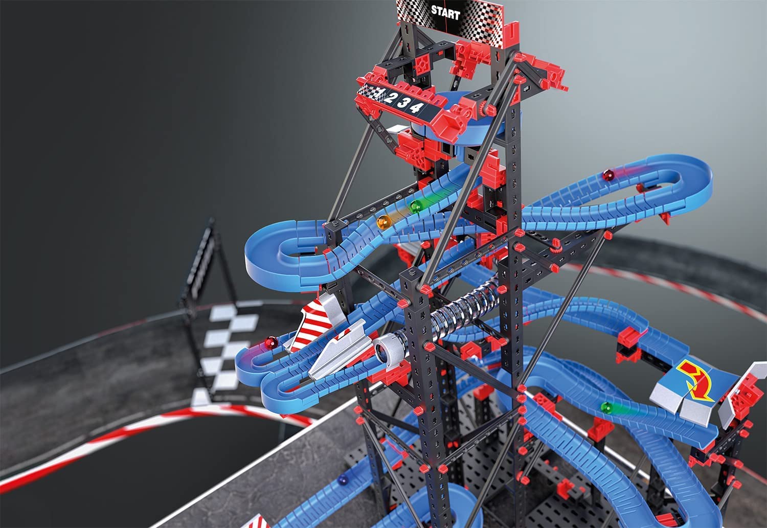 fischertechnik 564070 Kugelbahn Marble Competition – Bausatz für Kinder ab 8 Jahren, Lernspielzeug für einen oder mehrere Spieler, fördert technisches Verständnis, Schwarz