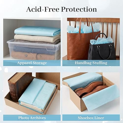 Miniatura 7 de Shindel 330 hojas de papel de seda azul, papel de seda de envoltura de regalo de 14 x 10 pulgadas para bolsas de regalo, suministros