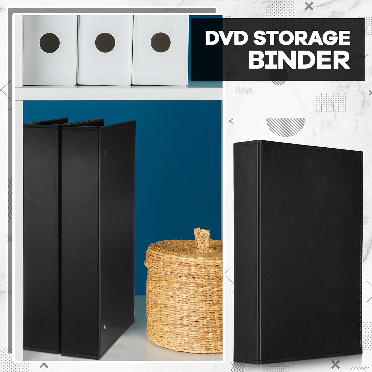 Affrolling 2 Pcs DVD Storage Binders Holds 96 Sleeves CD Book 3 Ring CD Album Storage Binder Space Saving DVD Case Holder Organizer for Car Home Office Travel Disc Album Photos Postcards, Black