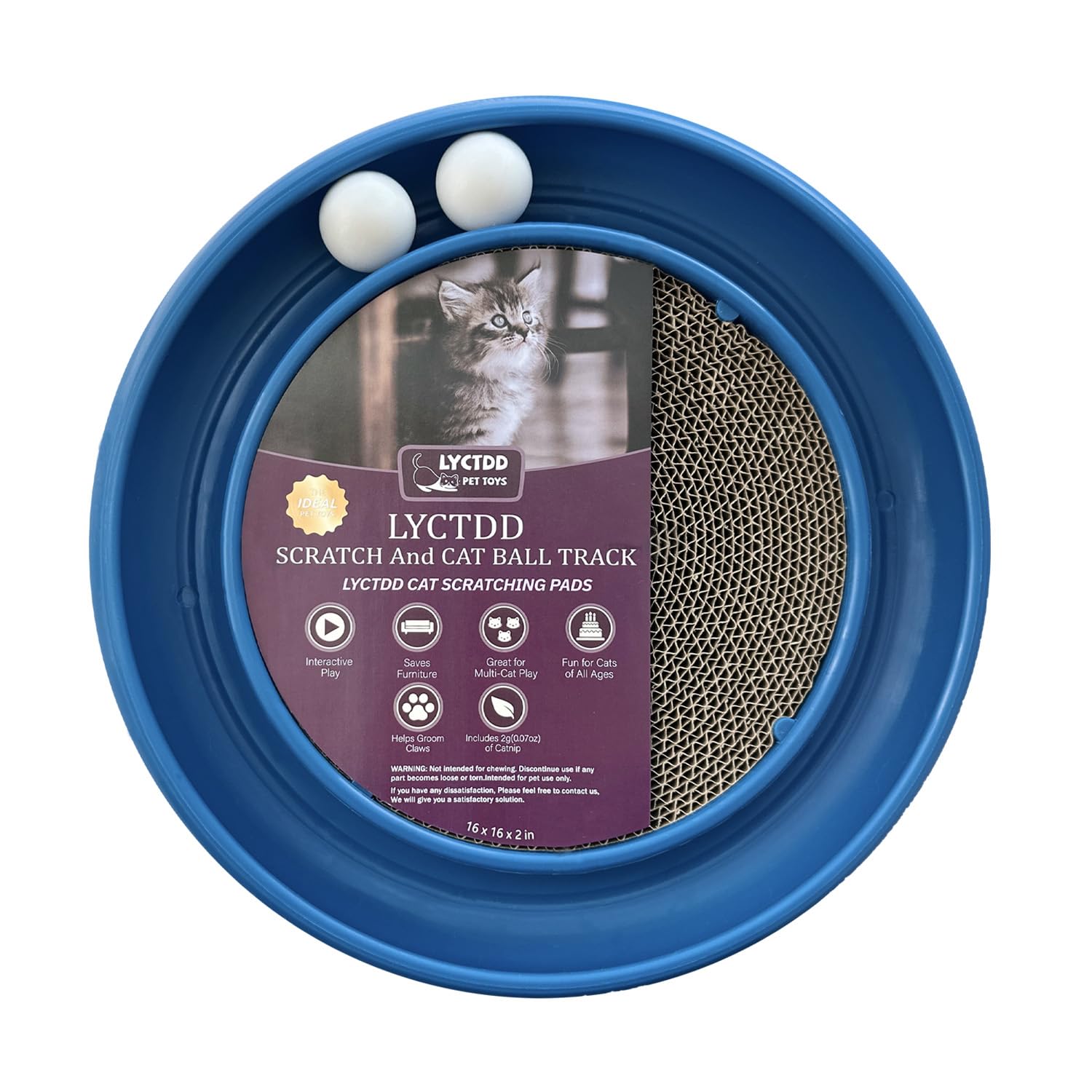 Cat Ball Track,Cat Scratching Board,Cat Scratchers for Indoor Cats,Cat Ball Toy Cat Toys for Bored Indoor Adult Cats for Kitten Mental Physical Exercise with Spare Ball (Blue)