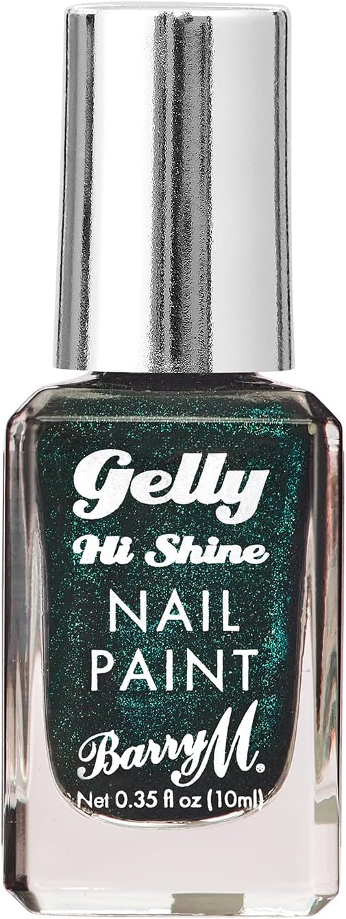 Barry M Gelly Hi Shine Nail Paint, Shade Tarragon | Metallic Green Nail Polish