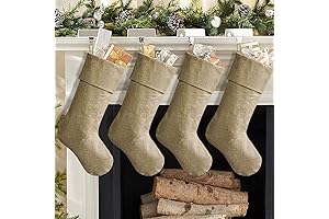 Ivenf Linen Burlap Rustic Farmhouse Christmas Stockings