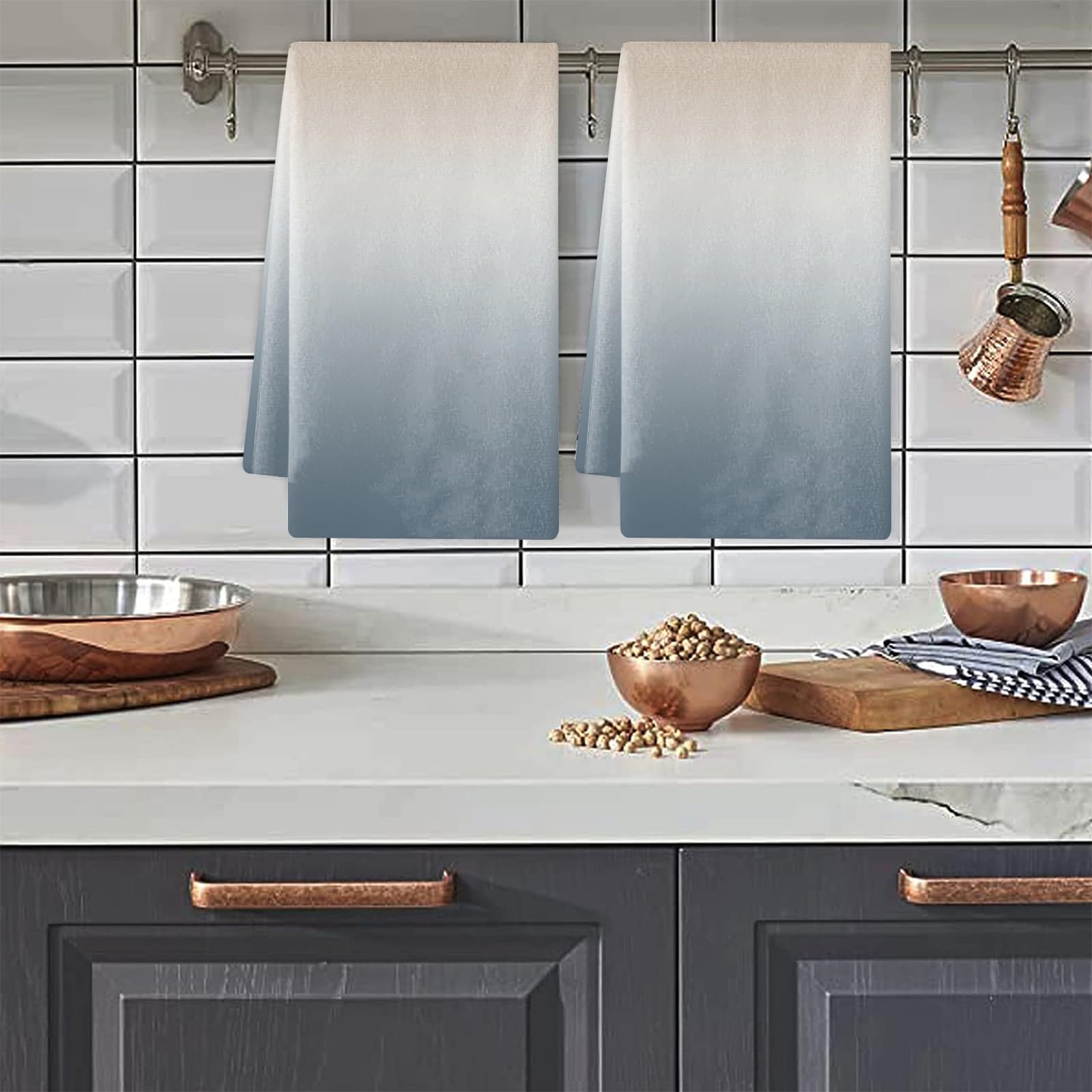 Trapos Cocina Gris Beige Gradiente Paños de Cocina Absorbentes Microfibra Lavable Reutilizables Suaves Trapos de Cocina Toallas de Limpieza Baño Barra Picnic 4 Piezas (40x60 cm)