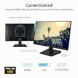 ASUS Monitor de escritorio de 24 pulgadas, 75 Hz, Full HD (1920 x 1080), IPS, sin marco, sincronización adaptativa, cuidado de los ojos, HDMI, D-Sub DVI-D - VA24EHE