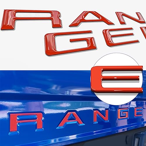 Tailgate Inserts Letters Compatible for Ranger 2019 2020 2021 2022 2023, 3D Raised & Strong Adhesive Decals Letters, Tailgate Emblems Inserts Letters (Matte Red)