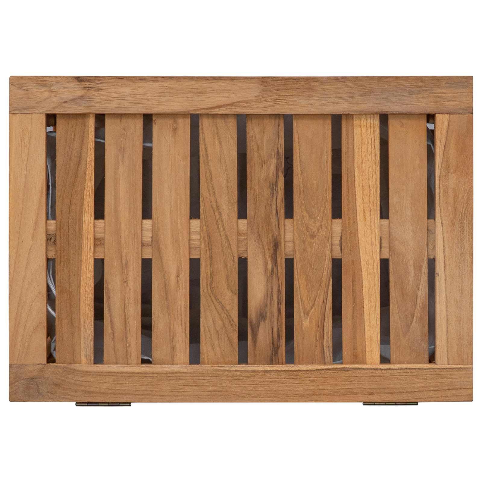 Wäschekorb Rechteckig 50 x 35 x 60 cm Massivholz Teak | Massives Teakholz, geschlitztes Muster für Belüftung, robuste Struktur, einfache Pflege mit feuchtem Tuch