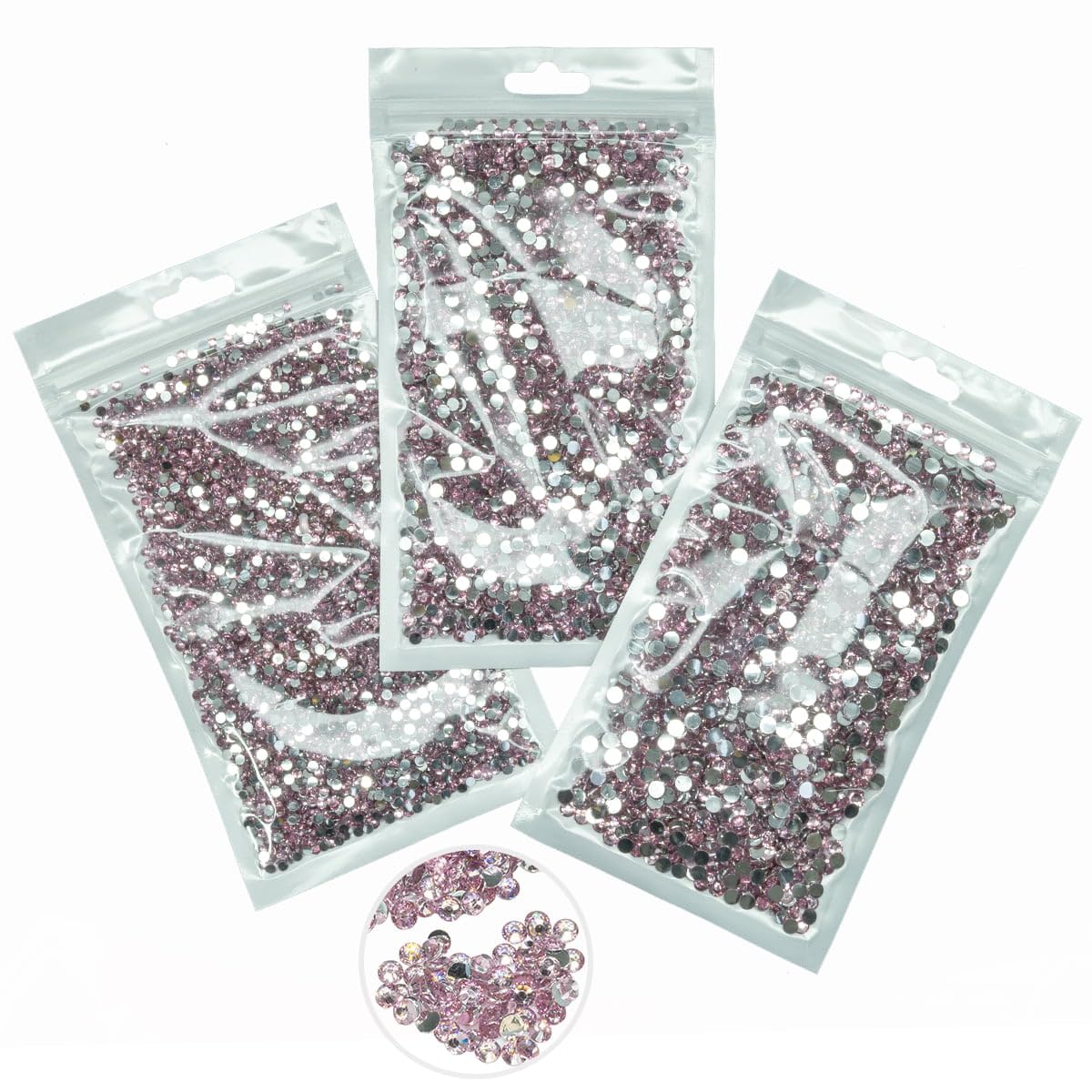 16000PCS Light Pink Crystal Resin Rhinestones for Crafting 3mm 4mm 5mm Flatback Stones Non-Hotfix Diamonds Crystals Gems Charms for Nails Face Eyes