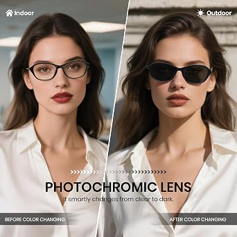 Cyxus Photochromic Glasses for Women Men UV Protection with Blue Light Blocking 8257