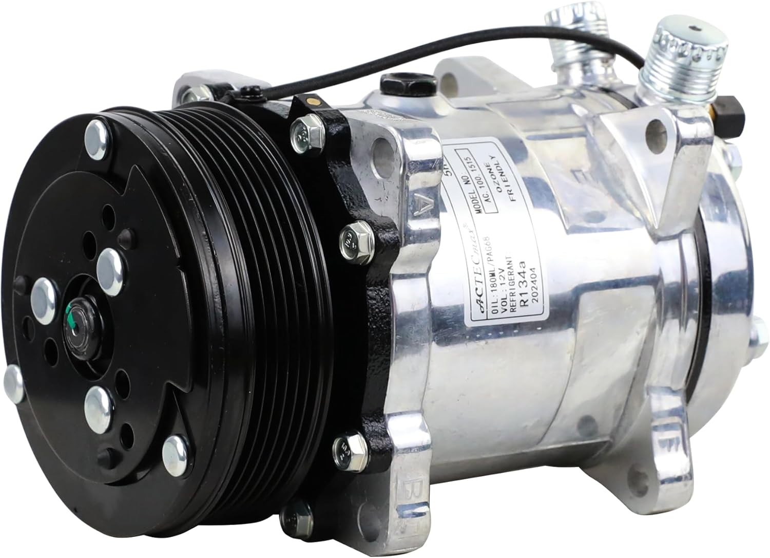 Universal A/C Compressor 6PK Clutch SD 508 Style 5H14 R134A Serpentine Belt with Charge Port