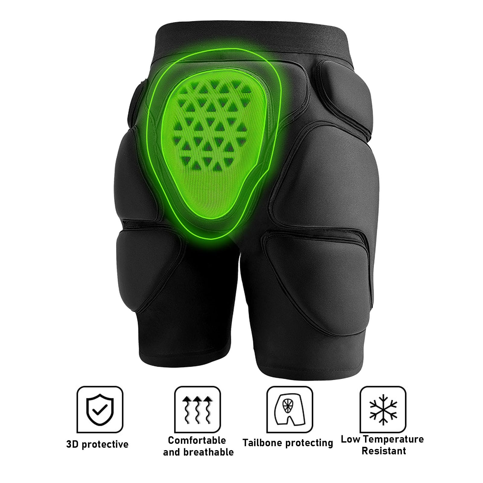 POENVFPO Almohadilla de Coxis, 3D Transpirable con 3 Capas de Protección, Pantalones Protectores Ergonómicos para Snowboard, Esquí, Patinaje y Skateboarding