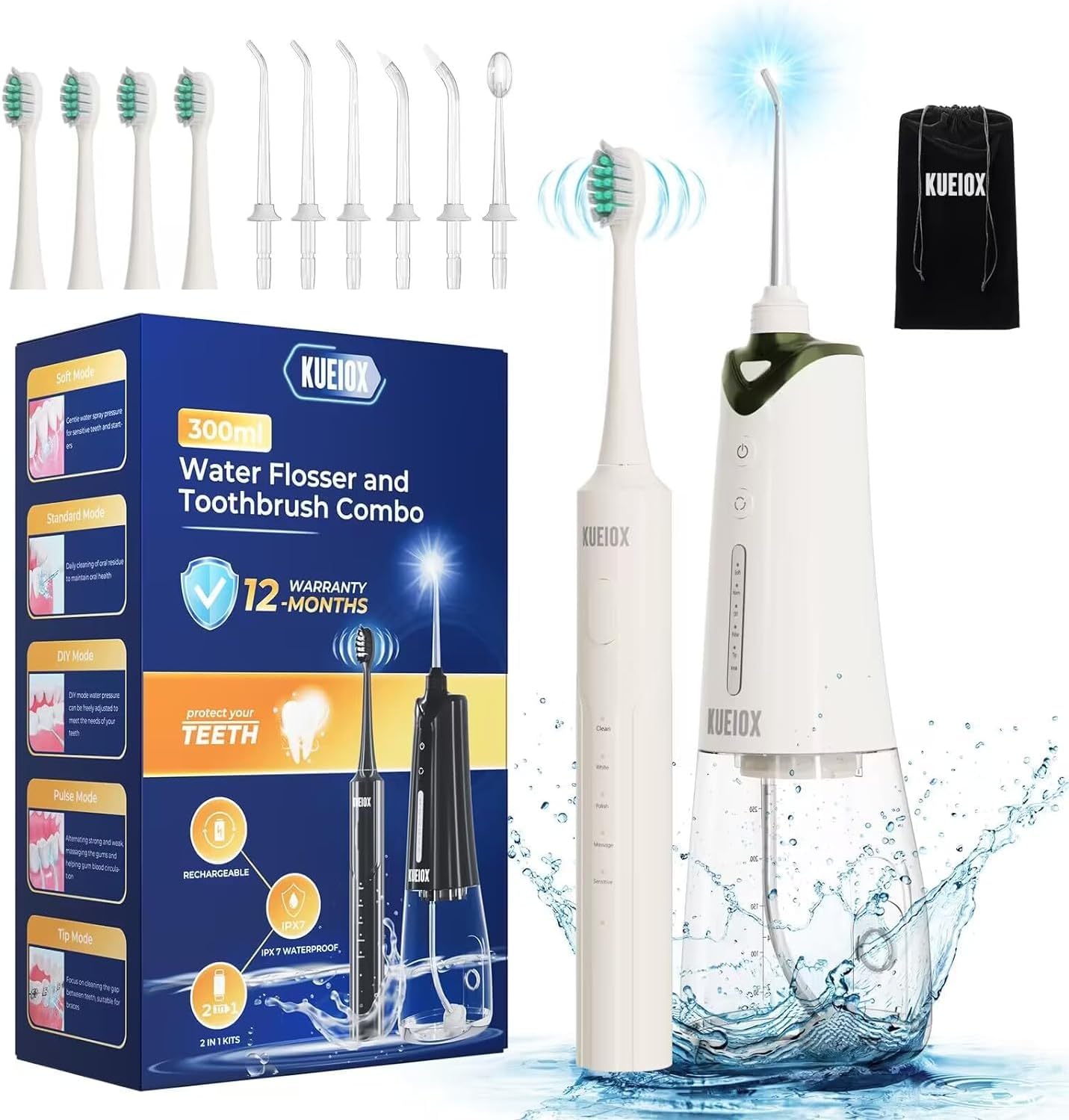 KUEIOX Power Dental Flossers(White) Health & Household