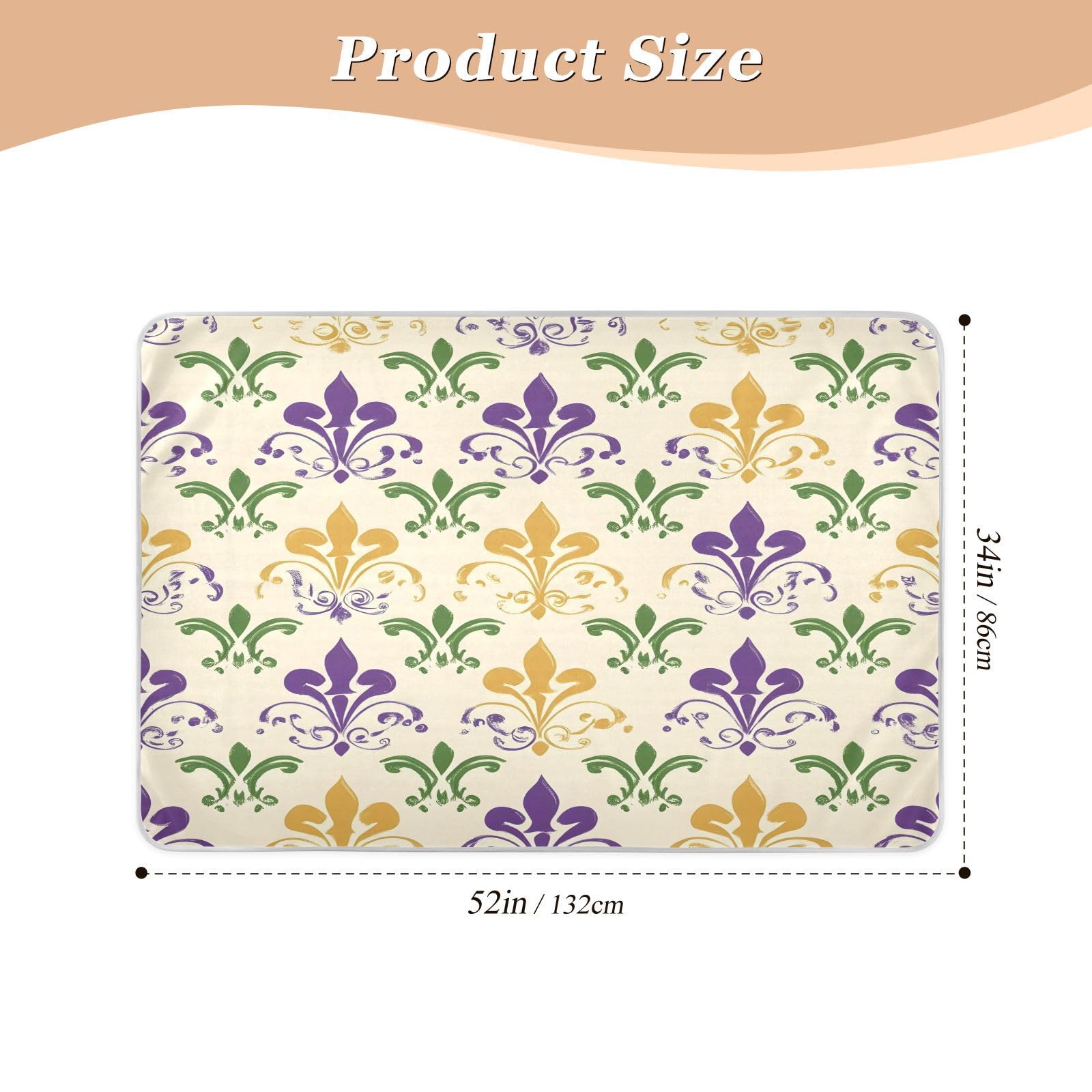 BOESI Graffiti Mardi Gras Logo Pattern Waterproof Pads for Bedwetting and Incontinence, Reusable Pads, Reusable Diaper Pads for Bed, Sofa, Travel