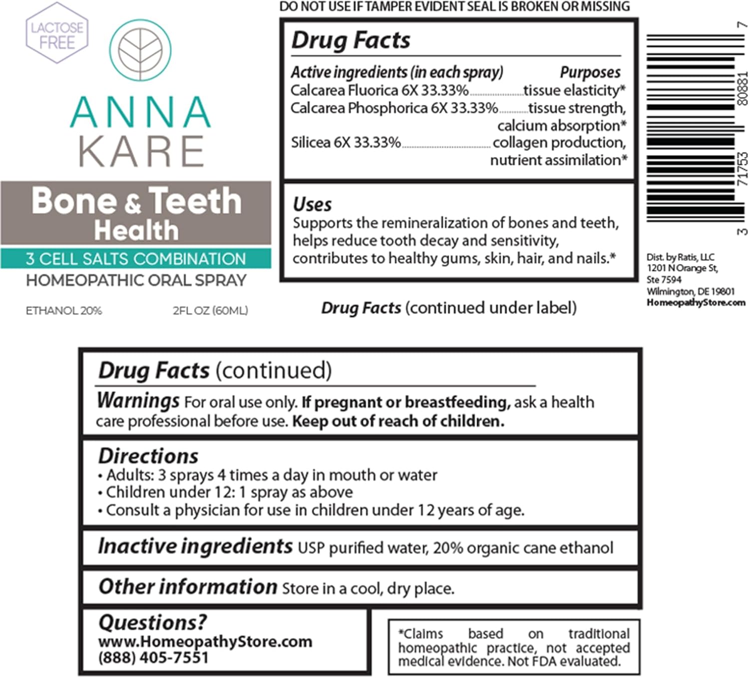 Bone & Teeth Health Cell Salts – 3 Schuessler Cell Salts Blend for Bone & Dental Health, Tooth Remineralization, Cavity Protection & Gum Support | 60 ml Oral Spray for Kids & Adults by AnnaKare