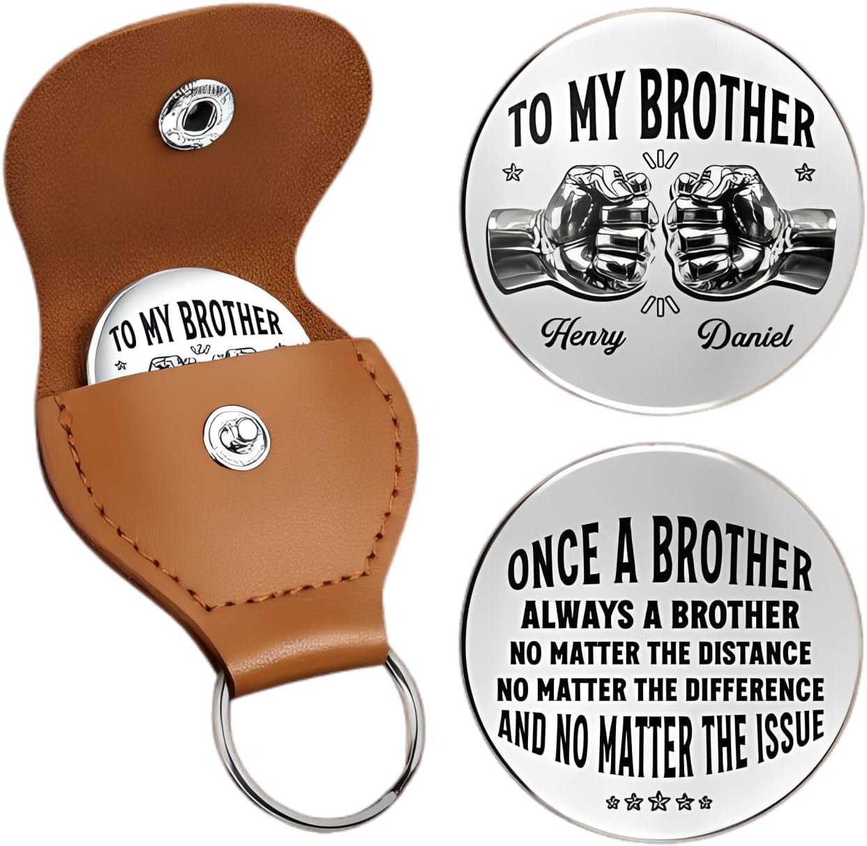 Pawfect House Once A Brother And Always A Brother, Personalized Birthday Gifts For Brothers, 2D Pocket Token For Brothers, Custom Pocket Hug, Personalized Pocket Hug Token With Name