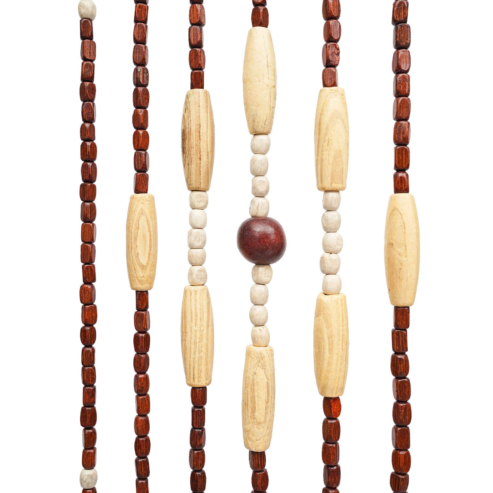 Rideau de porte en perles - Rideau à perles en bambou et perles en bois - 90 x 175 cm (l x H) - Convient pour fenêtre, maison, chambre à coucher - Beige
