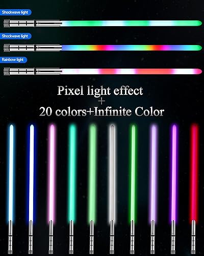 Miniatura 2 de Sable de luz Pixel con 20 colores RGB y 16 fuentes de sonido, sables de luz de empuñadura de metal con control de movimiento, sables de luz de