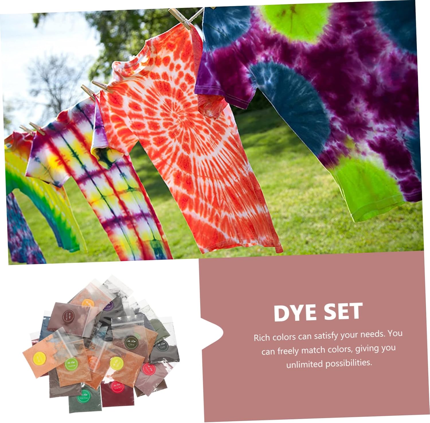 Tie Dye Powder Set 32 Pack Refills Permanent Fabric Dye Perfect for DIY Projects Parties Boys and Girls Crafts