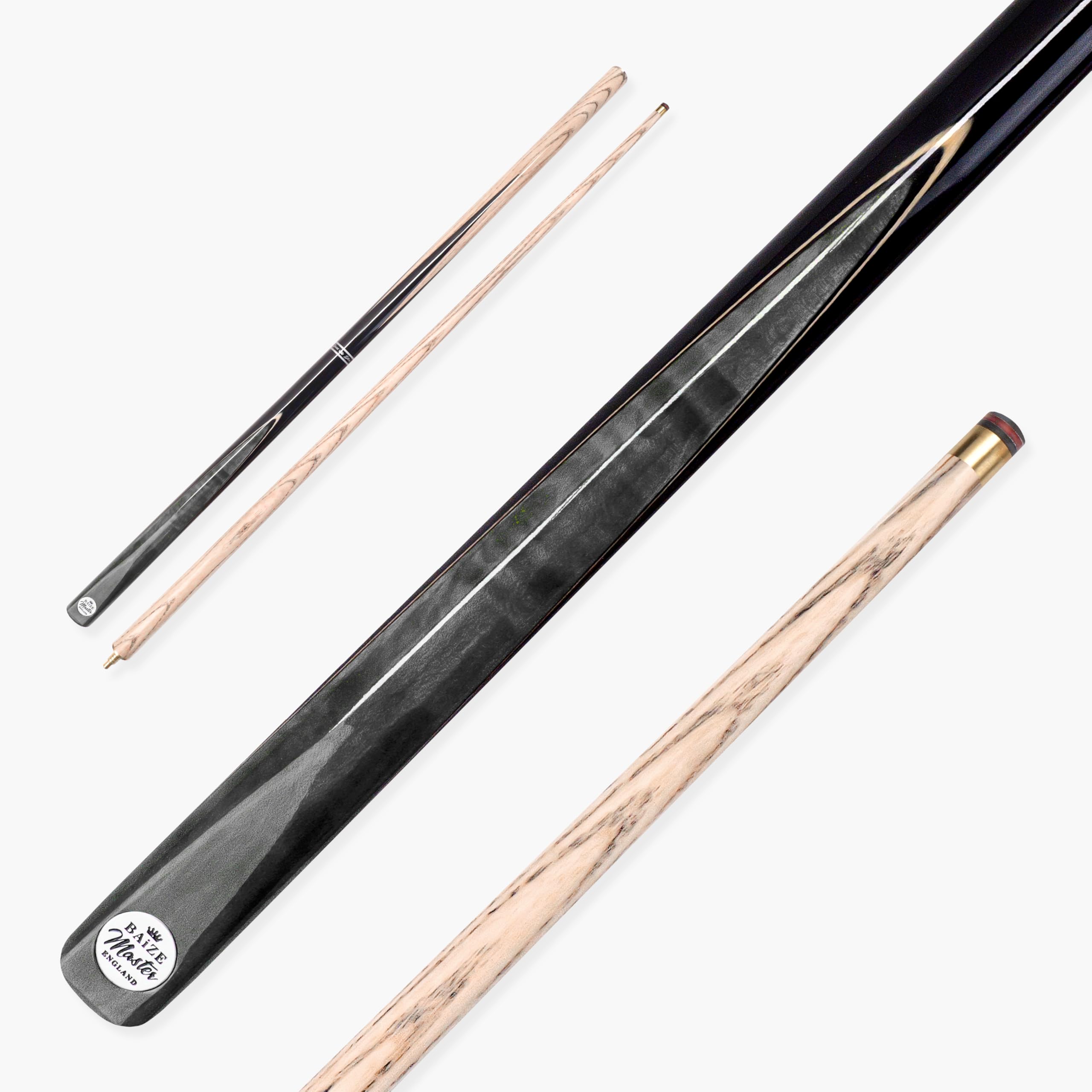 BAIZE MASTER Silver Series 48 Inch CONQUEST 2pc Junior Pool Cue or Kids Snooker Cue with Ash Shaft and 9.5mm Layered Tip (Grey)