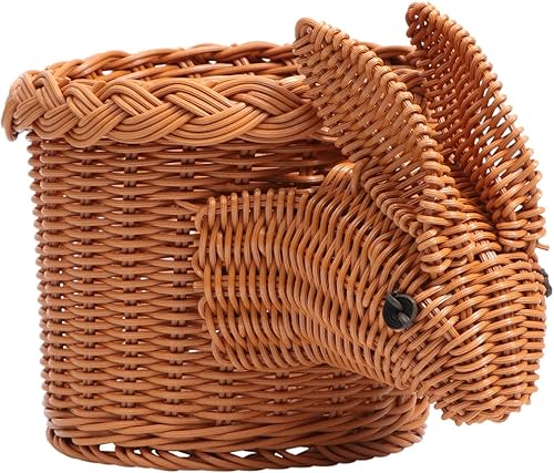 STOBAZA Cesta de almacenamiento de mimbre tejida para frutas, cesta tejida para dulces de Pascua, bandeja para bocadillos para niños, cesta de