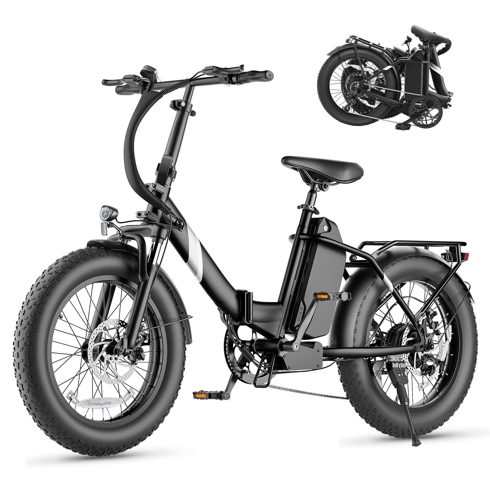 Touroll S3/S3 Pro Vélo Électrique Fat Bike Pliable, Pneus 20"x3.0" Tout Terrain, Grande Autonomie 195KM/ 65KM, 7 Vitesses, VTC E-Bike pour Adulte, Idéal pour Les Longs trajets et Les Voyages