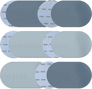 cobee 50 Pcs 6 in Wet Dry Sandpapers Hook and Loop, 1000/1500/2000/3000/5000 Grit Sanding Discs Waterproof Carbide Silicon Sanding Paper Pads Fine Round Sand Paper for Orbital Sander