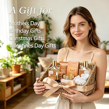 Woman Gifts, Birthday Gift - Luxurious Vanilla Spa Gift Baskets for Women | Women Gifts, Bath Gift Set, Spa Kit, Spa Gifts for Mom, Christmas, Mothers Day, Valentines. Hydrating for all skin types