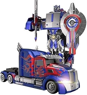 Woote Remote Control Transformers Toy Optimus Prime 2.4G RC Car Robot Deformation Autobots Semi-Truck Lights Sounds 360° Rotation Drift Boys Girls Adult The Best Birthday Present