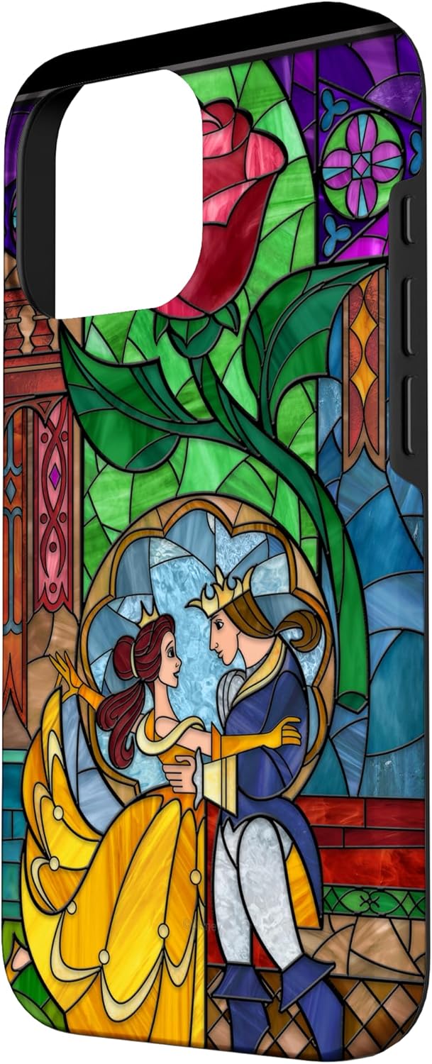 Disney Beauty and The Beast Belle and Prince Stained Glass Case for iPhone 16 Pro