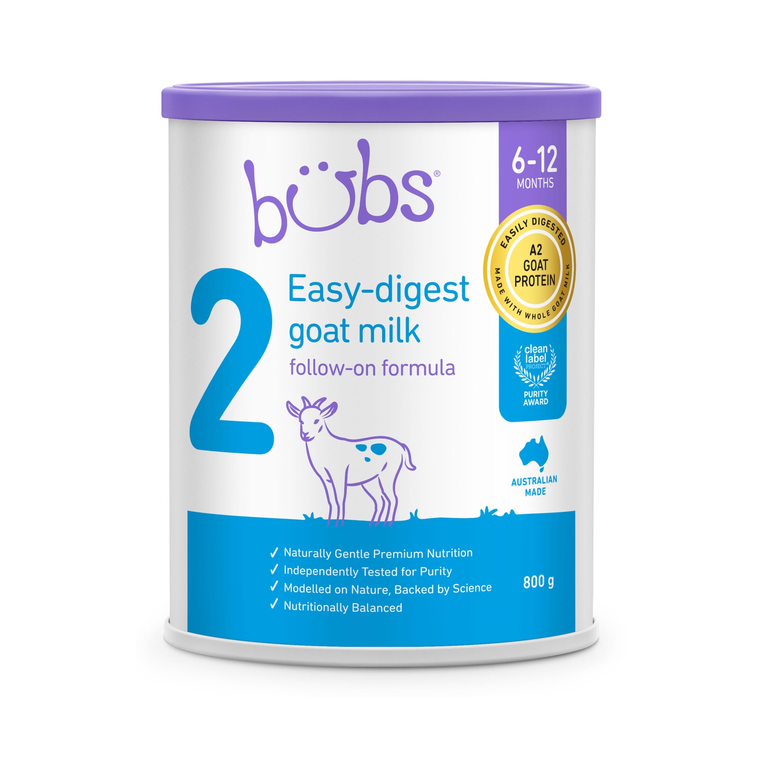 bubs Easy-digest goat milk 800g 6-12ヶ月用 Bubs Goat Milk Follow On Formula Stage 2, Baby 6-12 Months