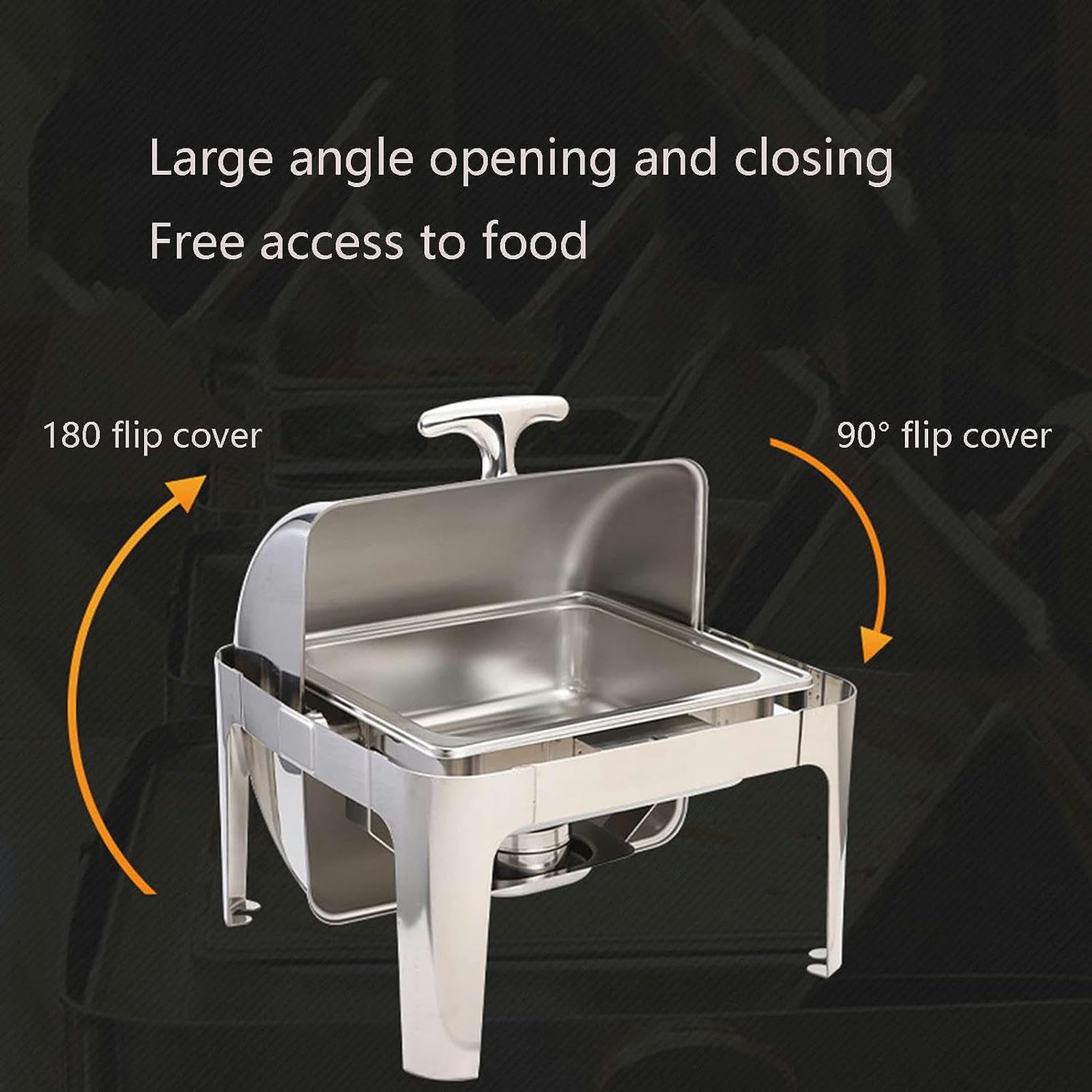 Scaldavivande da Pranzo - Set da Buffet in Acciaio Inox con pentola Calda e Coperchio in Vetro e Supporto per Coperchio Integrato, Piatto Caldo Rotondo per Feste, c,Stainless Steel Color-9L