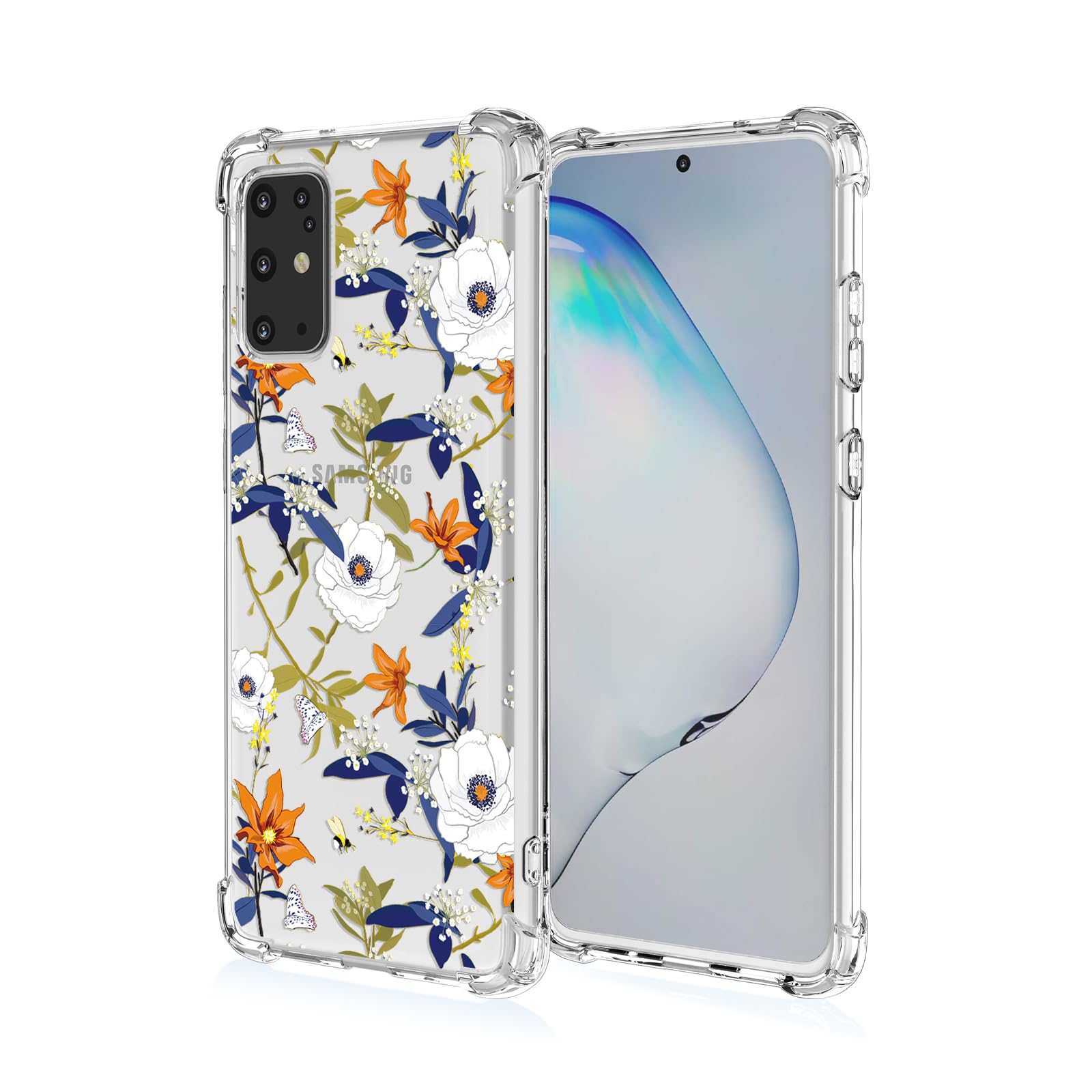 for Samsung S20 Phone Case with Clear Floral Pattern Shockproof Protection Soft TPU Case for Samsung Galaxy S20