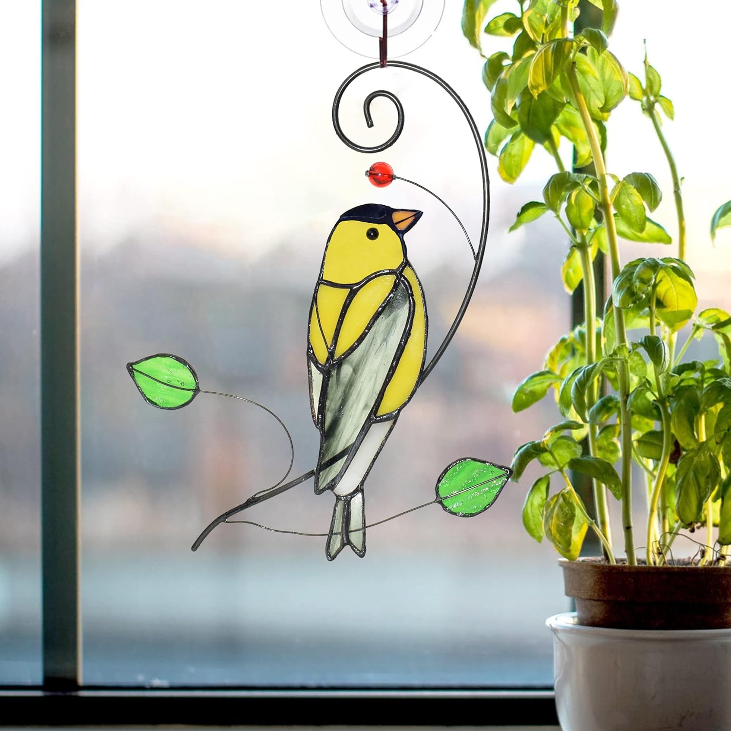 Lolitarcrafts Goldfinch Stained Glass Window Hangings Bird Suncathers for Window - Image 4