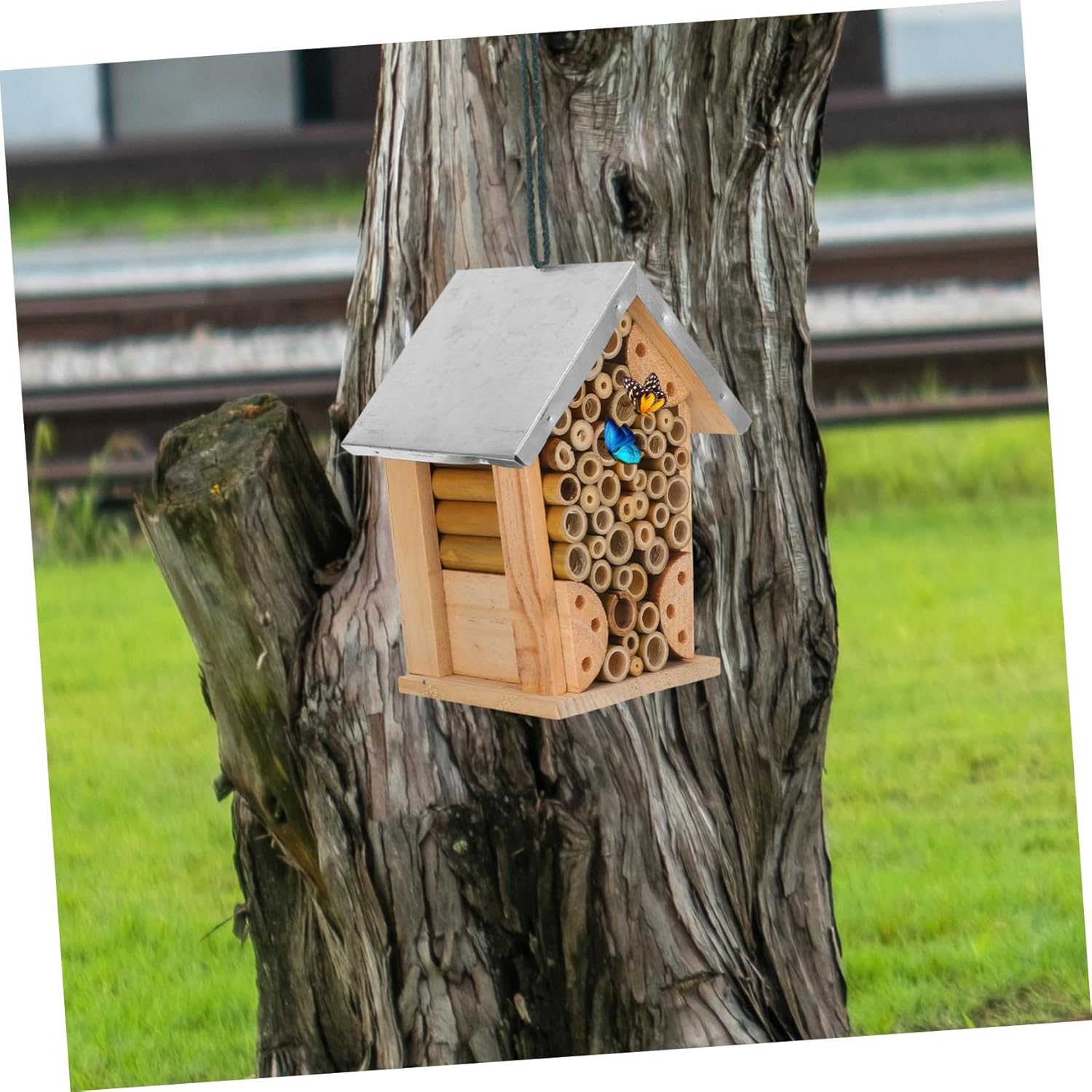 Totority Wooden Butterfly House Bee Hive Insect Hotel for Pollinators Garden Decor Durable Wooden Construction for Outdoor Spaces Learning