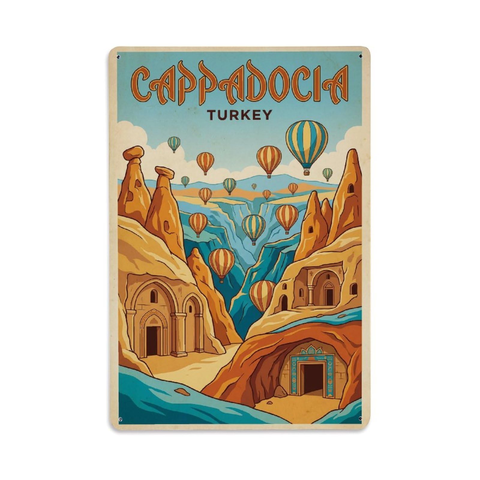 Metal Tin Sign Turkey Cappadocia Vintage Travel